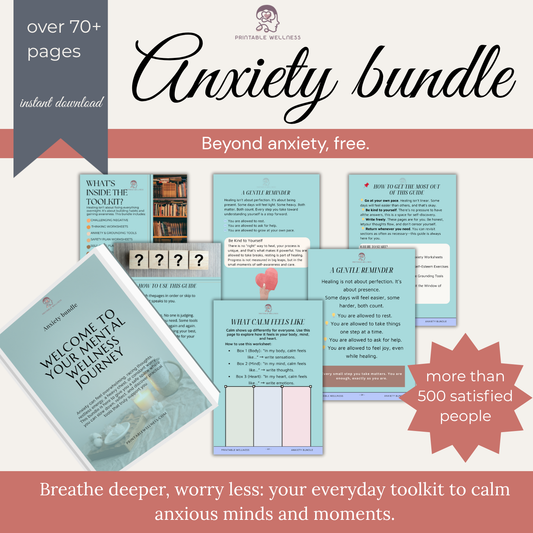 Anxiety Relief Printable Bundle 70+ Pages for Calm and Clarity